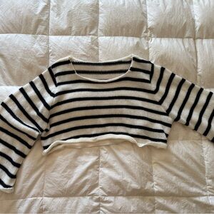 Striped Black and White Cropped Sweater